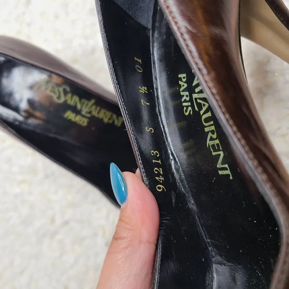 Yves Saint Laurent‎ Vintage Chocolate Brown Leather Pumps sz 7.5 S